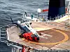 Dette AS332L Super Puma-helikopteret fra CHC veltet på helidekket på et borefartøy vest for Shetland i 2001. Ulykken skjedde under drivstoffylling med rotorene igang, der skipet endret kurs slik at vindretningen ble ugunstig. Kun flygeren var om bord i helikopteret og han overlevde ulykken.