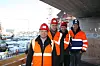 SAMARBEID: Foran fra venstre hotelldirektør Stig Hillestad som følger byggeprosessen tett, Jens Tønnesen og Thore Larsen fra AF Energi og Miljø. Bakerst Bjørn Jenssen Wachenfeld fra Skanska.