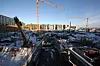 NÆR BADELAND: Hotellet blir liggende nærmest vegg i vegg med Pirbadet, som sees til venstre i bildet. Nederst i bildet kommer tekniske rom og kranen er plassert midt i parkeringskjelleren. FOTO: Joachim Seehusen.
