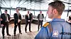 Kaptein Fini Holsting med de to toppsjefene i Maersk Supply Service, Steen S. Karstensen og Claus Bachmann samt Olav Nakken og Ole S. Kristensen ved Kleven.
