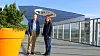 Skal få ned energiforbruket i Trondheim: Klaus Livik i Powel og Marit Myrstad i Trondheim kommune har stor tro på prosjektet +CityxChange. Her er de avbildet med Powerhouse Brattøra i bakgrunnen.