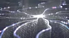 Artificial neuron in concept of artificial intelligence. Wall-shaped binary codes make transmission lines of pulses and/or information in an analogy to a microchip. Neural network and data transmission.