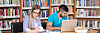 In The Library - Handsome Two College Students With Laptop And Books Working In A High School - University Library - Shallow Depth Of Field