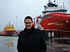 Administrerende direktør Harald Solberg i Norges Rederiforbund med Viking Energy i bakgrunnen. PSV-en skal teste ammoniakk. Det er ett av drivstoffene Rederiforbundet har tro på. d (AHTS) i bakgrunnen. Foto: Tore Stensvold