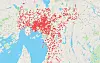 Dette kartet viser en oversikt over alle Nabobilene som er tilgjengelig i Oslo i dag. Av 5000 registrerte kjøretøy befinner over 2500 seg her.