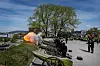 Forsvaret skyter her salutt på 21 skudd fra Akershus Festning 8. mai. Onsdag 9. september er det sørgesalutt for kong Harald V.