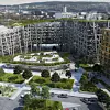 Hvis du flyr over Oslo sommeren 2022, vil Økern Portal fremstå som et grøntareal. Illustrasjon: Luxigon/Dark