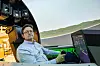 Knut Krogstad, administrerende direktør i 3D perception, sitter her i flysimator-produktet som kalles for Draco. Det er blant annet solgt til det amerikanske luftforsvaret.
