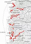 Strekningene i Vestland fylke hvor det ble gjort bæreevnemålinger i år. Illustrasjon: Vestland fylkeskommune