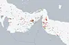 Hormuzstredet utenfor Iran kan man se at skipene ligger i klynger etter at Irans revolusjonsgarde stengte stredet, viser sanntidstrafikk fra nettstedet MarineTraffic.
