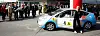 Marlene Engan har kjørt inn til seier i EVS Viking Rally og møtes av blant andre Liv Signe Navarsete, Harald N. Røstvik og fyrst Albert II av Monaco.