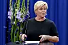 Pressekonferansen med finansminister Siv Jensen etter fremleggelsen av neste års statsbudsjett. Foto: Cornelius Poppe / NTB scanpix