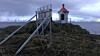 Bare opphenget står igjen etter at noen har stjålet solcellepanelet på fyrlykta Karken på Sørøya i Finnmark.