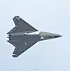Dette skal være J-50-flyet til Shenyang Aircraft Corporation. Tilsynelatende kontrolleres det haleløse flyet ved å snu hele vingetippen. Bildet skal være fra mai i år. Foto: @萌虎鲸 på Weibo