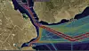 Tett skipstrafikk gjennom Bab el Mandeb-stredet i begge retninger i 2023. Det har sunket betraktelig siden nyttår. Fraktratene er gått opp 200 prosent siden midten av desember, ifølge det norske selskapet Xeneta. Faksimile: Marine Traffic
