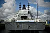Akterdelen og helikopterdekket til den britiske Type 26-fregatten HMS Glasgow. Norge skal få tilsvarende fregatter. Foto: Andy Buchanan/Pool Photo via AP