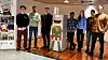 Grin-ansatte i en kantine i regjeringskvartalet hvor de har levert retur-automater. Fra venstre Trym Nordgaard, Sandeep Shivakoti, Jo Korneliussen, Biplav Karna, Sophia Kalinina, Halvard Stemshaug og gründer og sjef Lars-Martin Berglund.