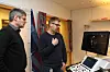 Erik Steen og Sevald Berg med Vivid E95 i laboratoriet hvor nye apparater testes ut.