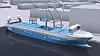 Det elektriske og autonome containerskipet Yara Birkeland skal leveres fra Vard Brevik i februar 2020. Det første året skal det ha mannskap plassert i en brocontainer med mannskapsfasiliteter. I 2021 vil det gradvis bli autonom seilas, overvåket fra et kontrollrom på land. Foto: Yara/Kongsberg/Marin Teknikk