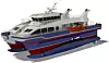 KLAR FOR TEST: I midten av november overtar FOB Shipping den nye katamaranen som takket være SWATH-design med ballasttanker i hvert skrog kan tåle opp mot 3 m signifikant bølgehøyde.
