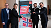 F.V. Håkon Haugli, administrerende direktør i Innovasjon Norge, Robert Habeck, føderal minister for økonomi og klimahandling, Jan Christian Vestre, næringsminister i Norge, Jochen Köckler, administrerende direktør og styreleder i styret for Deutsche Messe.