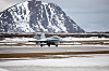 Et amerikansk F/A-18 tar av på Andøya under Nordic Response 2024.
