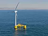 Principle Powers Windfloat her testet utenfor Portugal. Flytende havvindturbin. Bilde: Principle Power