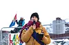 EU-parlamentariker Emma Fourreau holder appell ved Nussir-gruven i Finnmark 24. januar 2026.