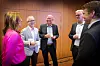 Fornybar Norge-sjef Bård Vegar Solhjell (nr. 2 f.v.) hadde invitert til et miniseminar om kjernekraft. Her sammen med Thina Margrethe Saltvedt, Morten Karlsen, Idar Sønstabø og Jesper Marklund. Foto: Eirik Helland Urke