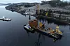Denne uka ble det første pelehodet montert i Beitstadsundet. Disse konstruksjonene står mellom pelene og selve brukassen.