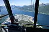 Romsdalsgondolen åpnet 28. mai og det var stor utfart den dagen vi var der. Fra gondolen får du en storslått utsikt over fjord, fjell og Åndalsnes sentrum.