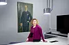 Mette Vågnes Eriksen var nylig i audiens hos kong Harald på Slottet. Kong Haakon var en hyppig deltaker på møtene i Polyteknisk Forening , og henger fortsatt på veggen i «Håndverkeren» Foto: Mona Strande