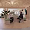Nye bygg for psykisk helsevern ved Oslo universitetssykehus får mye og eksponert massivtre. Foto: Helse Sør-Øst