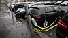 Elbiler og hybridbiler parkert og til lading ved Akershus festning i Oslo.