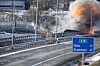 En tilsynelatende vellykket sprengning av Skjeggestad bru på E18 ved Holmestrand lørdag ettermiddag. Nå planlegger Vegvesenet hvordan de skal gjenoppbygge brua.