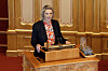Sylvi Listhaug i spørretimen på Stortinget tidligere denne uka. Hun ønsker fortgang for forsvarsindustrien her i landet.