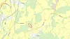 Kartet viser hvor utglidningen skjedde, i et skogområde ved Haldenveien nord for avkjøringen til Ausenfjellet. Øverst til venstre sees et rødmerket kryss. Det er Grankrysset (47) på E6, mellom Skedsmokorset og Kløfta. Foto: Lillestrøm kommune