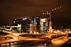 BJØRVIKA: Ikke en bil i trafikkmaskinen Bjørvika. Og Price Waterhouse Coopers ( i bakgrunnen) har husket å slå av lyset.