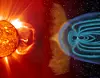 Sola slynger ut partikler som skaper både vakkert nordlys og farlig romvær. Det skaper en geomagnetisk effekt vi ikke kan nok om. Illustrasjon: Soho/Lasco/EIT/Esa/Nasa