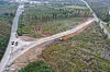 Dronefoto fra arbeidene med å etablere midlertidig vei. Foto: Statens vegvesen