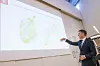 Vassdrags- og energidirektør Kjetil Lund presenterer den nasjonal rammen for vindkraft på land under et miniseminar i Oslo mandag formiddag.