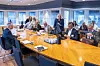 Her er samferdselsminister Nygård og ledere fra Bane Nor og Jernbanedirektoratet på plass. Foto: Heiko Junge / NTB