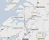 Kartet viser utbyggingsprosjektet E6 Megården-Mørsvikbotn med de tre byggetrinnene. Illustrasjon: Statens vegvesen