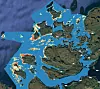 Slik ser kartet over tareforekomstene i testområdet på Sunnmøre ut. I de røde feltene er det mer enn 30 kilo tare per kvadratmeter. Kart: Havforskningsinstituttet/OpenTopomap