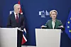 Statsminister Jonas Gahr Støre sier han har fått forsikringer fra EU-kommisjonens leder Ursula von der Leyen om at Norge er med i EUs nye «Made in Europe»- tiltak. Her er de sammen i april i fjor. Foto: Virginia Mayo / AP / NTB
