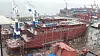 De to skipene til Havila Kystruten bygges så å si i parallell ved Tersan Shipyard i Yalova , sør for Istanbul. Skipene kjøres om bord på flytedokk for sjøsetting. Foto: Havila Kystruten