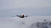 Dette bildet ble tatt 14. mai over fjellet Säntis i Sveits og viser en drone som kan gå opp til 1500 meter for å måle temperatur, vindstyrke- og retning, luftfuktighet og lufttrykk.