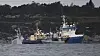 Arbeid med den havarerte fregatten Helge Ingstad fredag formiddag i Hjeltefjorden utenfor Bergen.