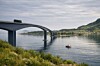 Modell av den største brua i Atløysambandet i Askvoll i Vestland.