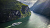 Fra 1. mars ble det innført nye miljøkrav for utslipp til luft og sjø i blant annet Geirangerfjorden. Bildet viser cruiseskipet Sapphire Princess på besøk i fjorden i juni i fjor.